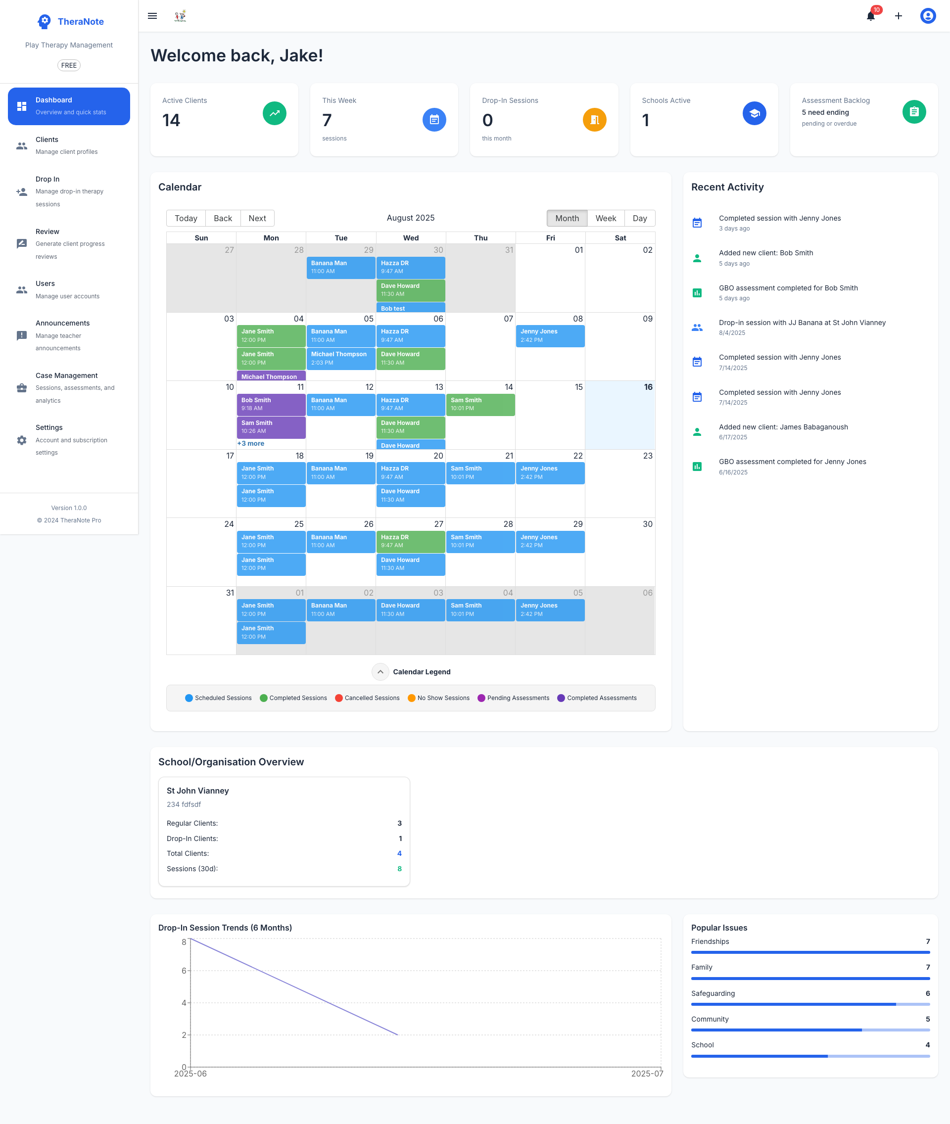 AI-Powered Session Notes interface screenshot
